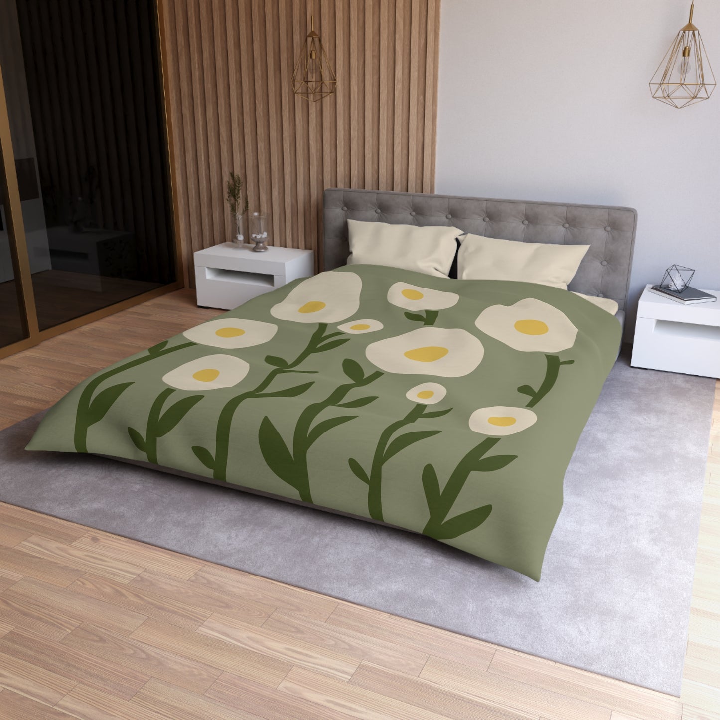 "Sunny Egg Bloom" Microfiber Duvet Cover | Cute & Minimalist Bedroom Vibes