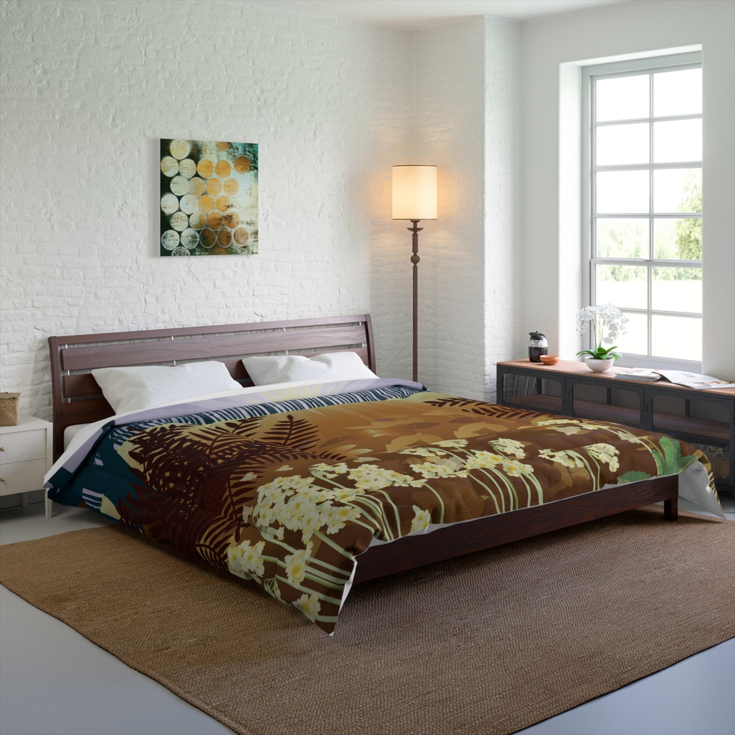 Sunrise Comforter | Morning Light Through Wildflowers | Nature-Inspired Elegance