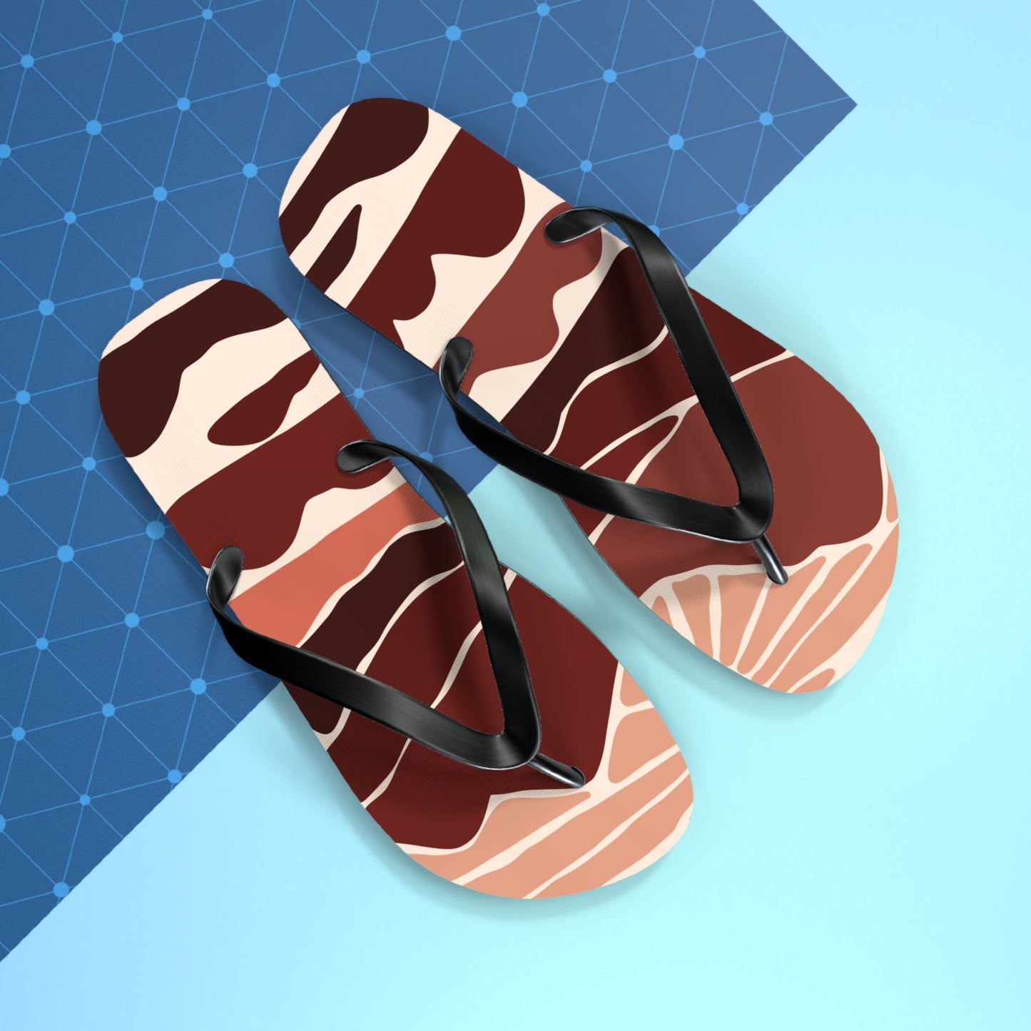 SolMori | Minimalist Flip-Flops with Abstract Sun & Mountain Print