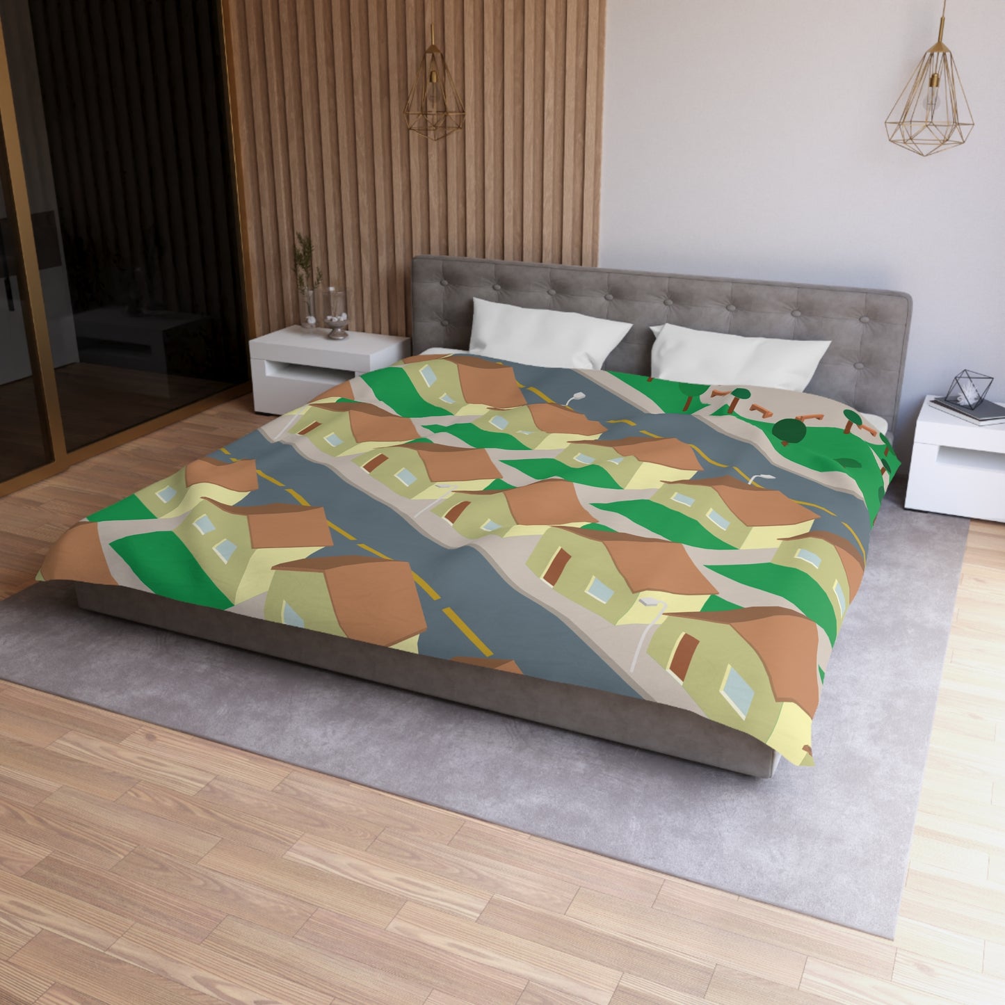 “Urban House View” Microfiber Duvet Cover | Where Architecture Meets Comfort