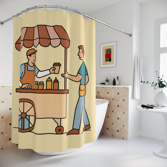 “Street Bites Splash” Shower Curtain | Food, Fun & Bathroom Flair