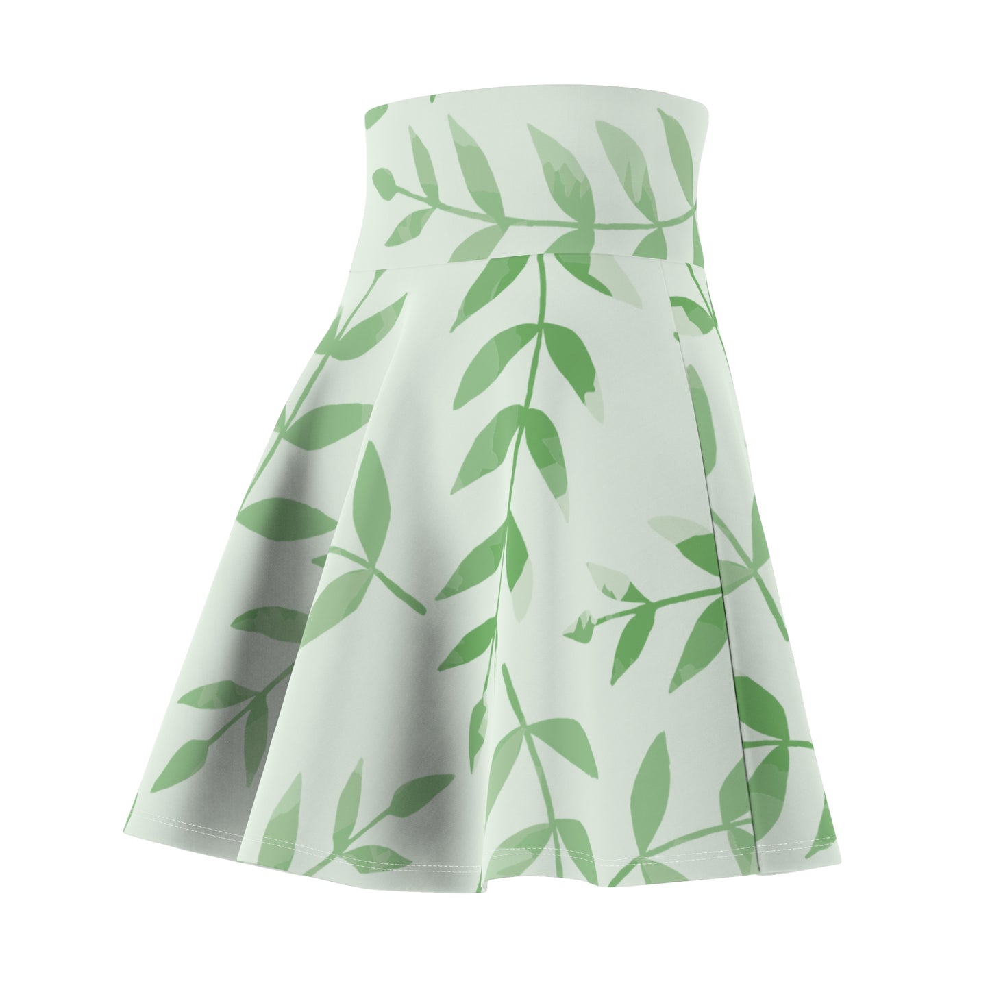 Artistic Leaf Flow | Women’s Skater Skirt with Curved Leaf Pattern