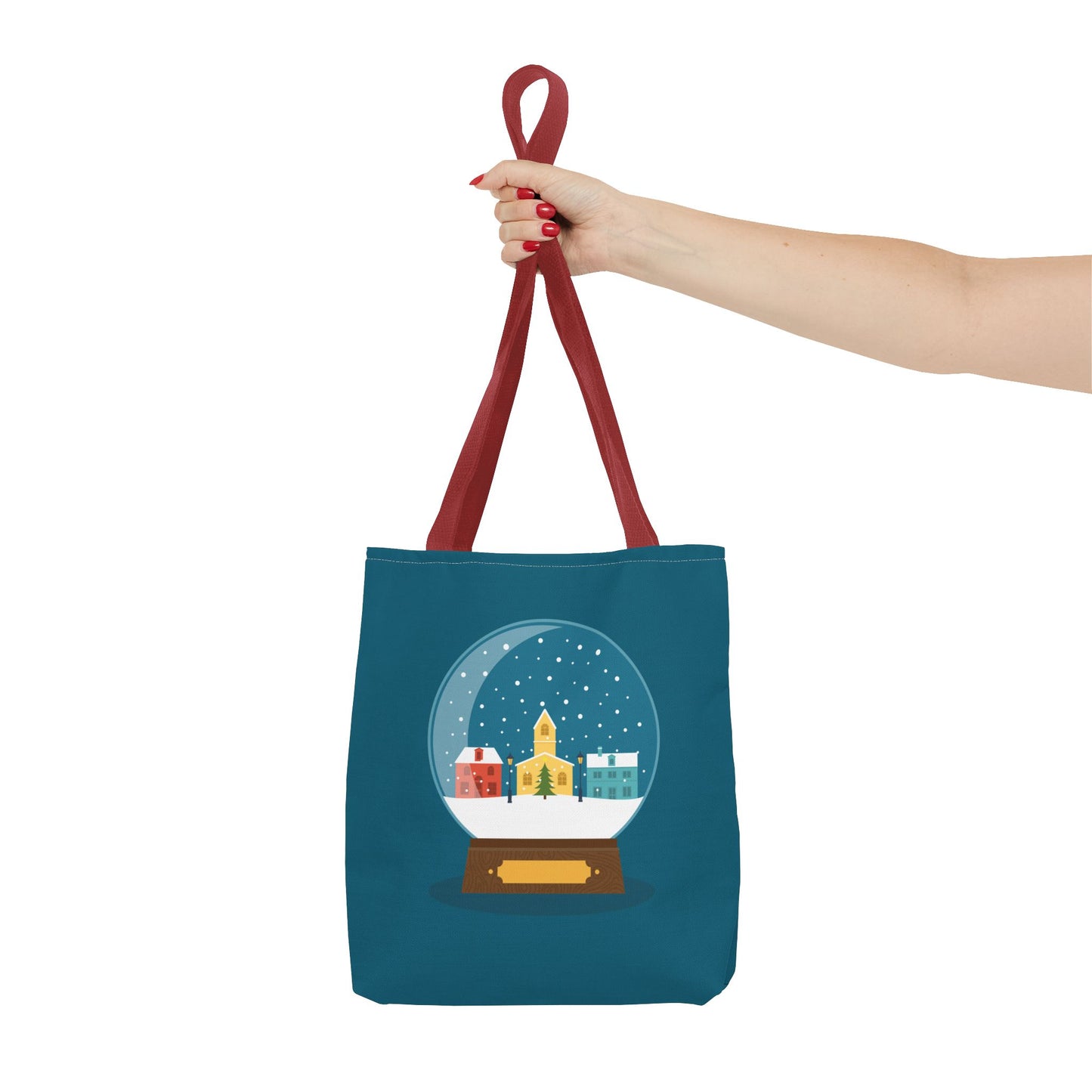 Winter Snow Globe Home | Cozy Winter House Tote Bag with Snow Globe Design