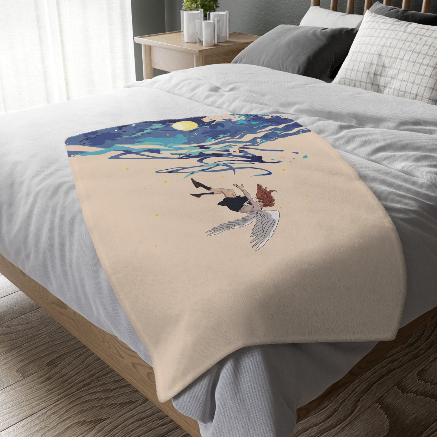 “Falling Angel from the Moon” Blanket | Wrap Yourself in Cosmic Dreams