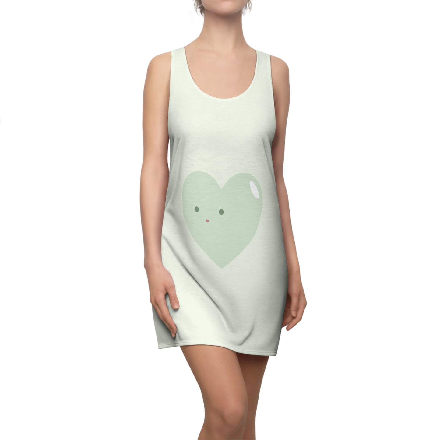 Heartbeat of Joy | Women’s Racerback Dress with Artistic Heart Pattern