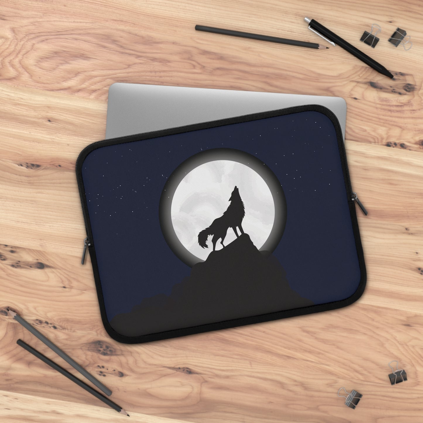 Moonlit Wolf Spirit | Wolf on Mountain Laptop Sleeve