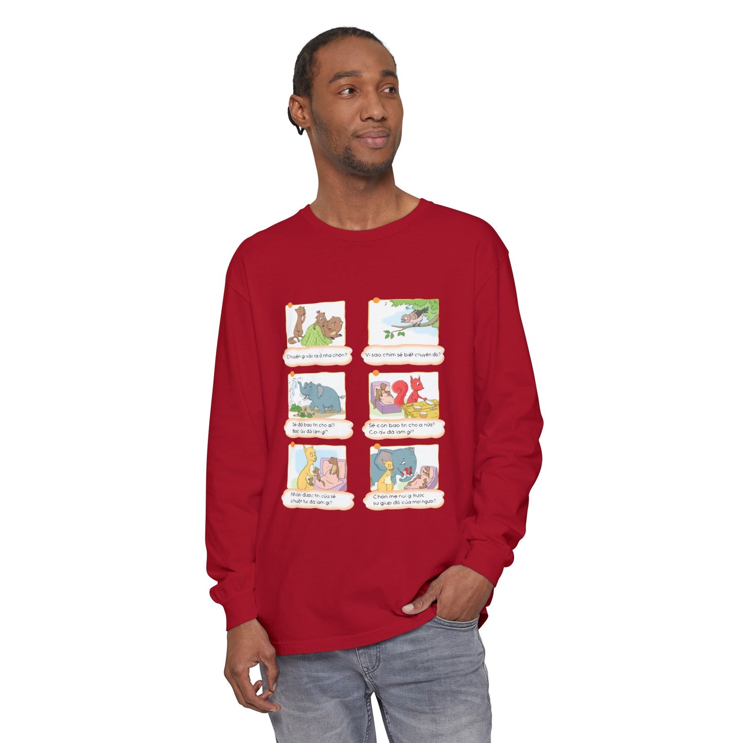 Premium Unisex Garment-Dyed Long Sleeve Tee | A Story of Kind Neighbors