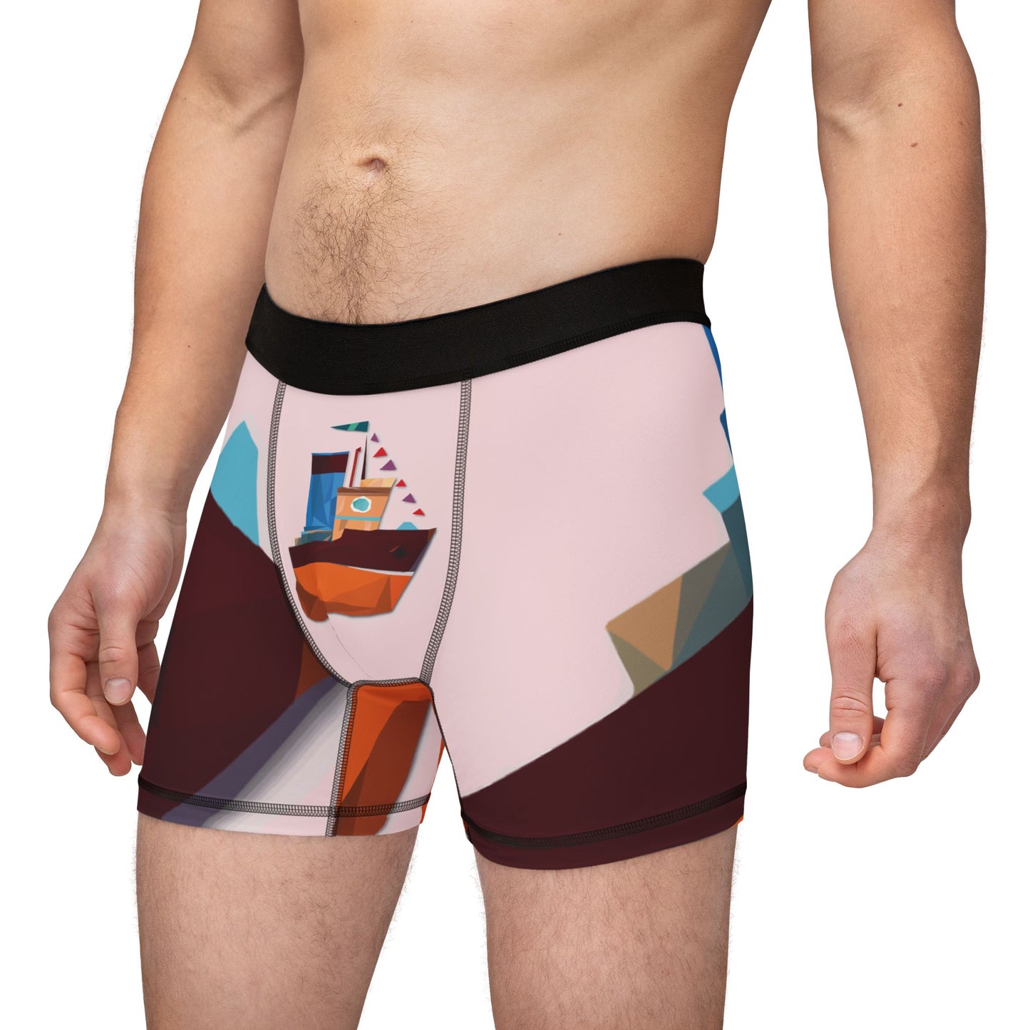 Sailing Geometry Freedom | Men’s Boxer Briefs with Geometric Sailboat Design