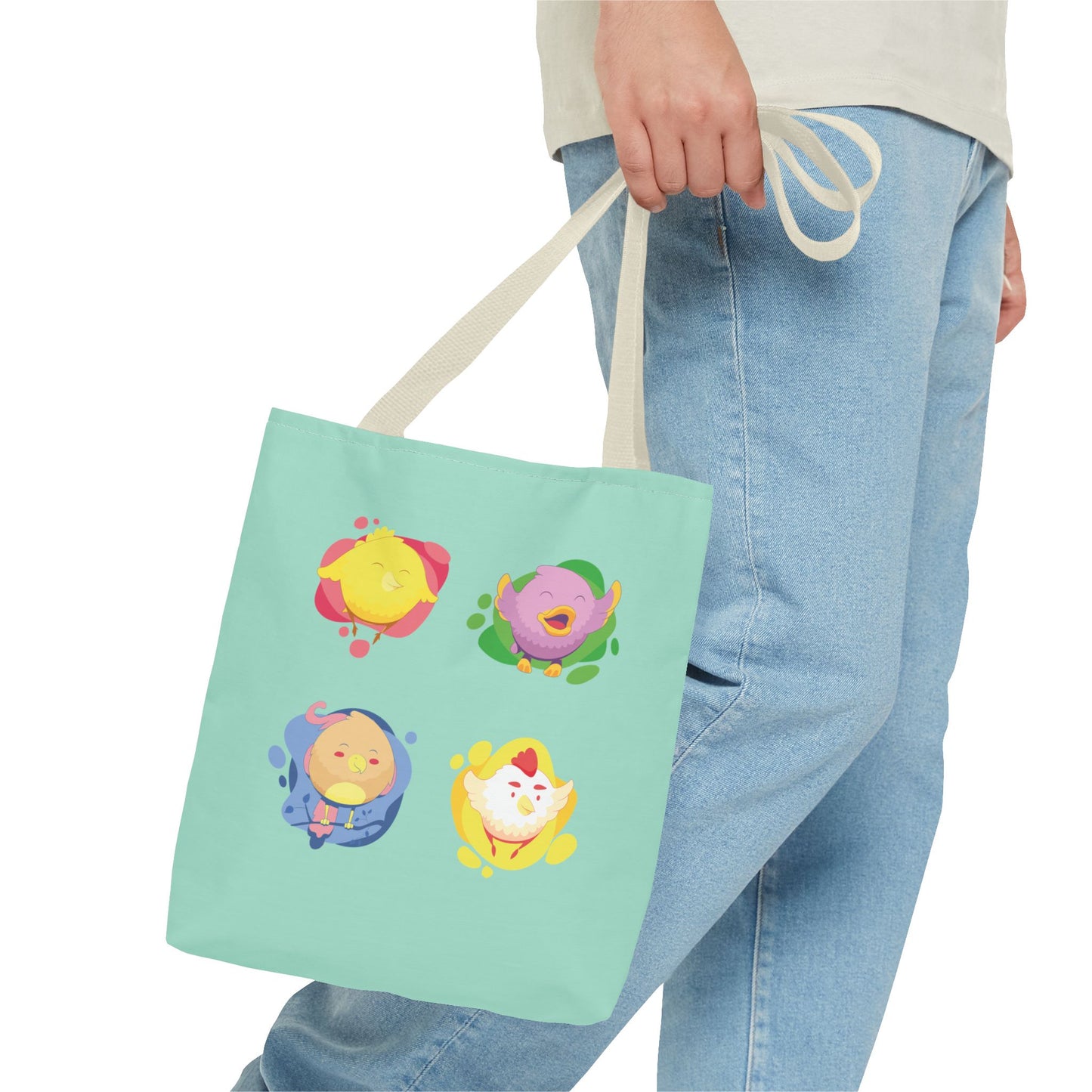 Happy Farm Friends | Cute Chicken & Parrot Tote Bag