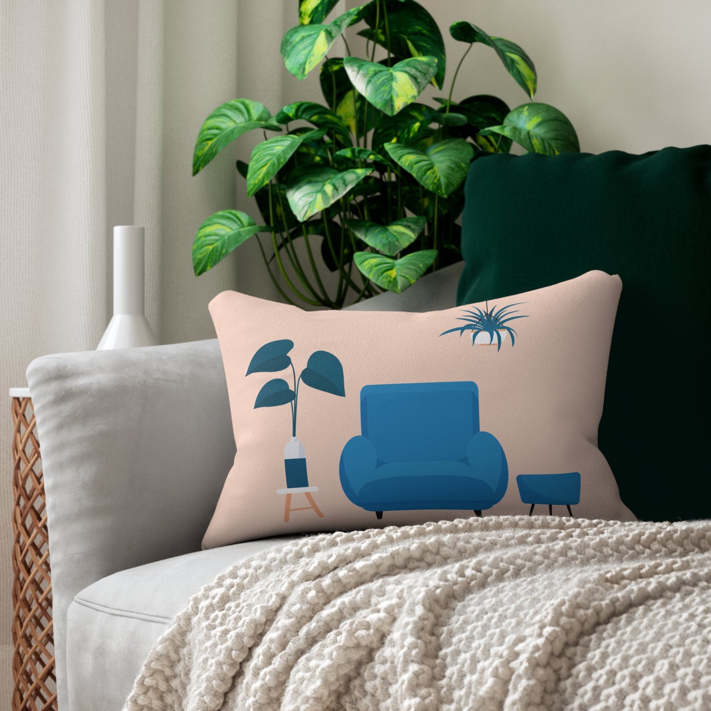 Blue Decorative Lumbar Pillow | A Stylish Accent for Every Living Space