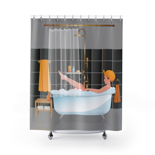 Artistic Shower Curtain | Girl in Bathtub | Elegant & Relaxing Bathroom Accent
