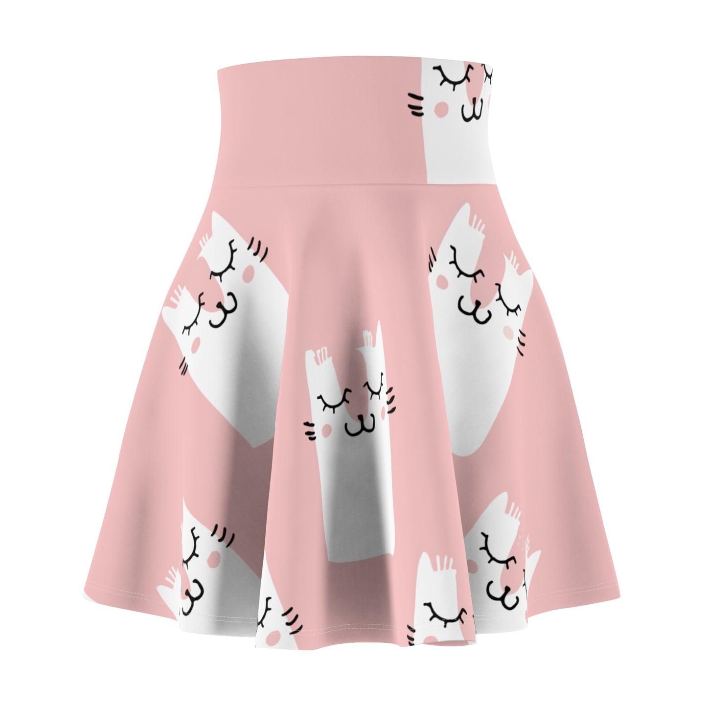 Pink Kitty Sweet Vibes Skater Skirt | Cute and Sweet Cat Design for Girls