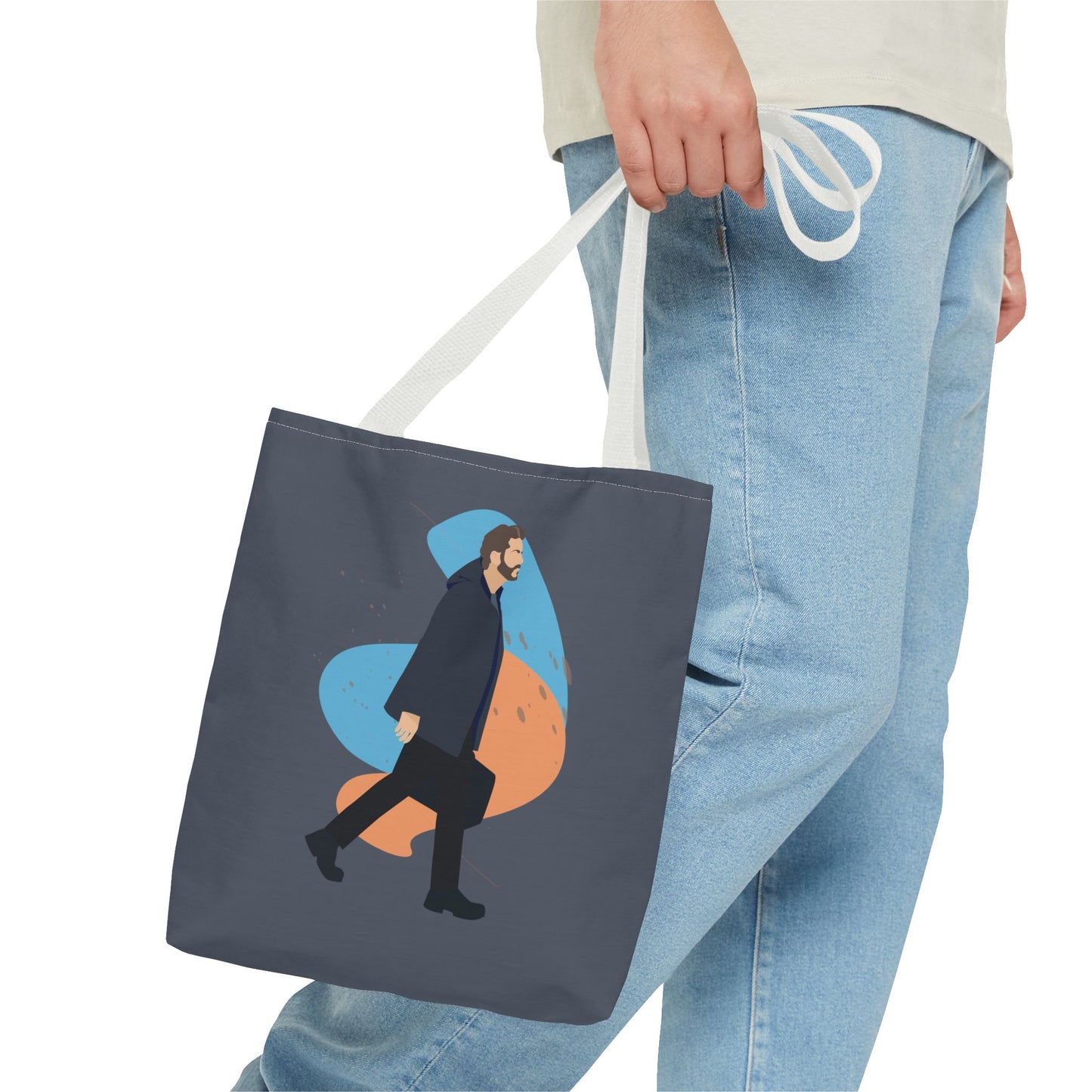 Workday Vibes | Artistic Tote Bag Featuring a Working Man