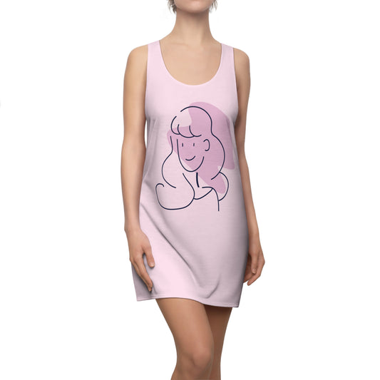 Racerback Dress | Artistic Hand-Drawn Girl Design