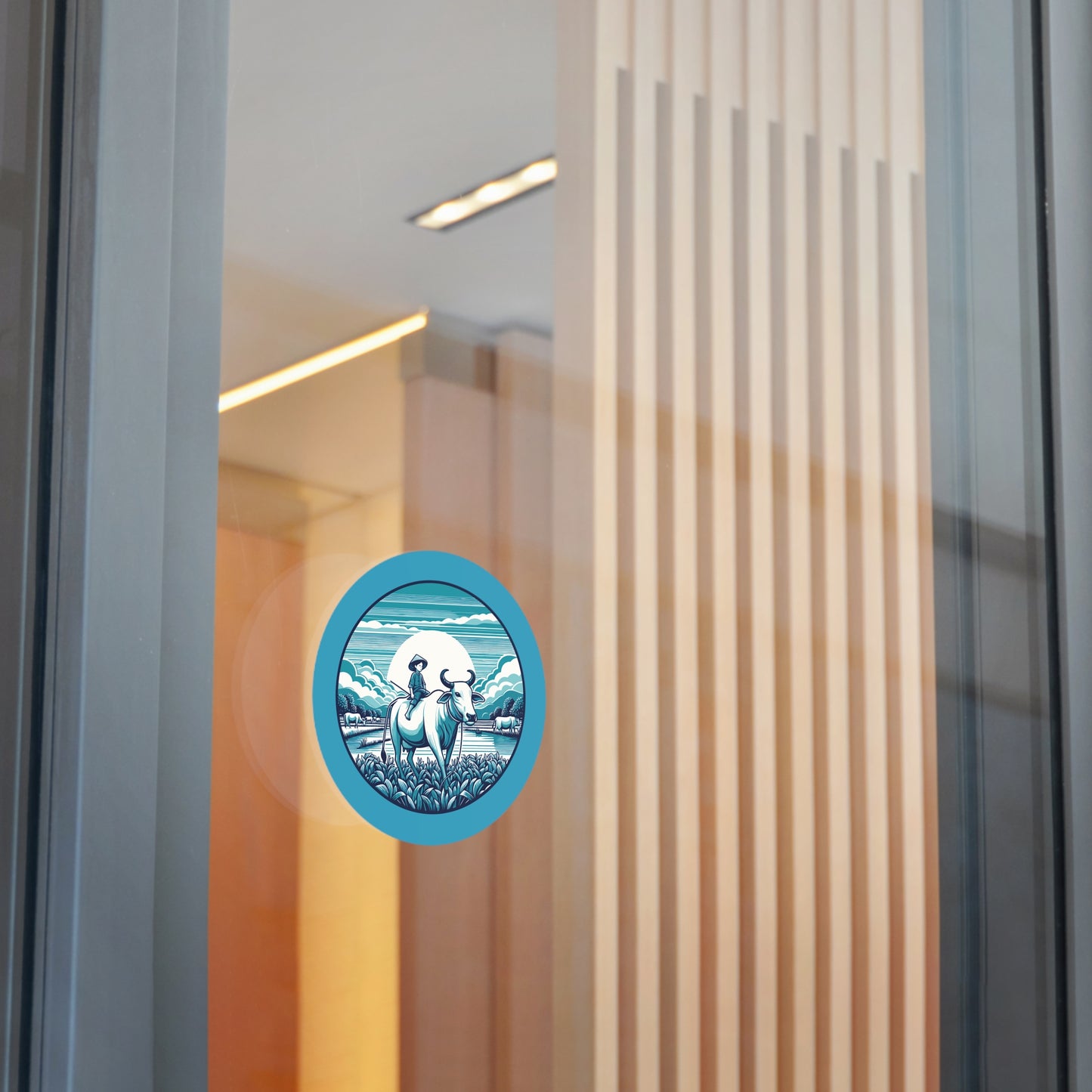 Round Sticker | Buffalo Boy in the Meadow