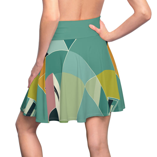 Dynamic Skater Skirt | Unique Hand-Drawn House Pattern