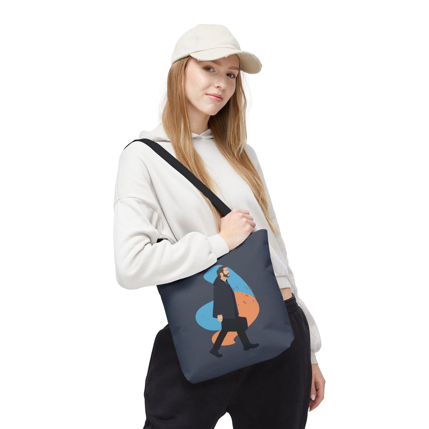 Workday Vibes | Artistic Tote Bag Featuring a Working Man