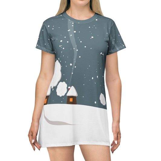 T-Shirt Dress | Snowy Winter Landscape