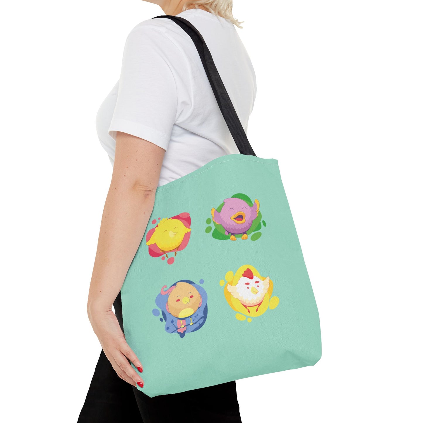 Happy Farm Friends | Cute Chicken & Parrot Tote Bag