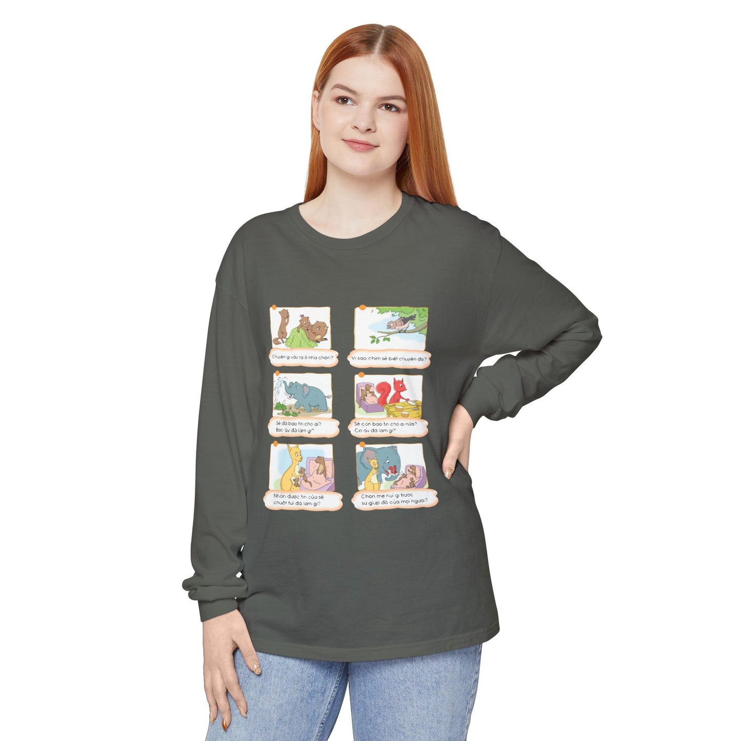 Premium Unisex Garment-Dyed Long Sleeve Tee | A Story of Kind Neighbors