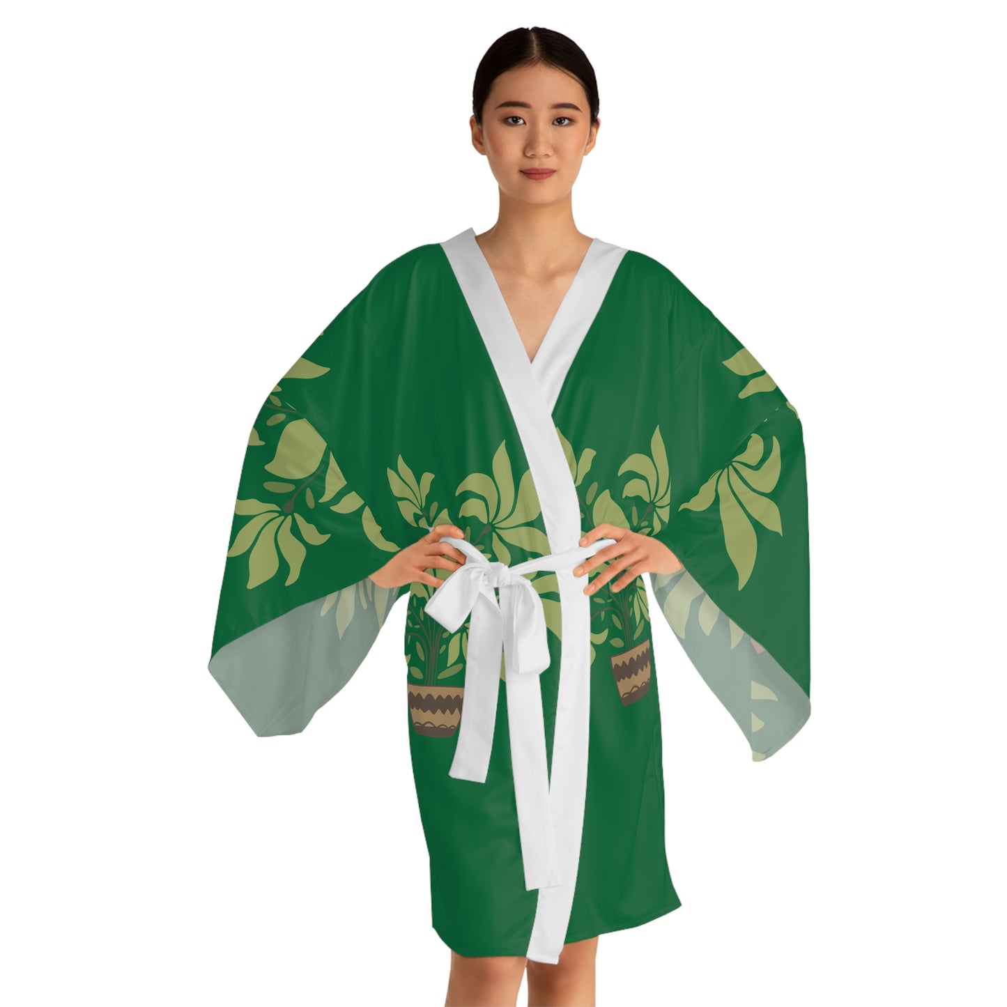 Unisex Long-Sleeve Kimono | Green Serenity