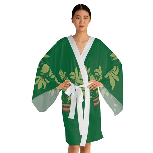Unisex Long-Sleeve Kimono | Green Serenity