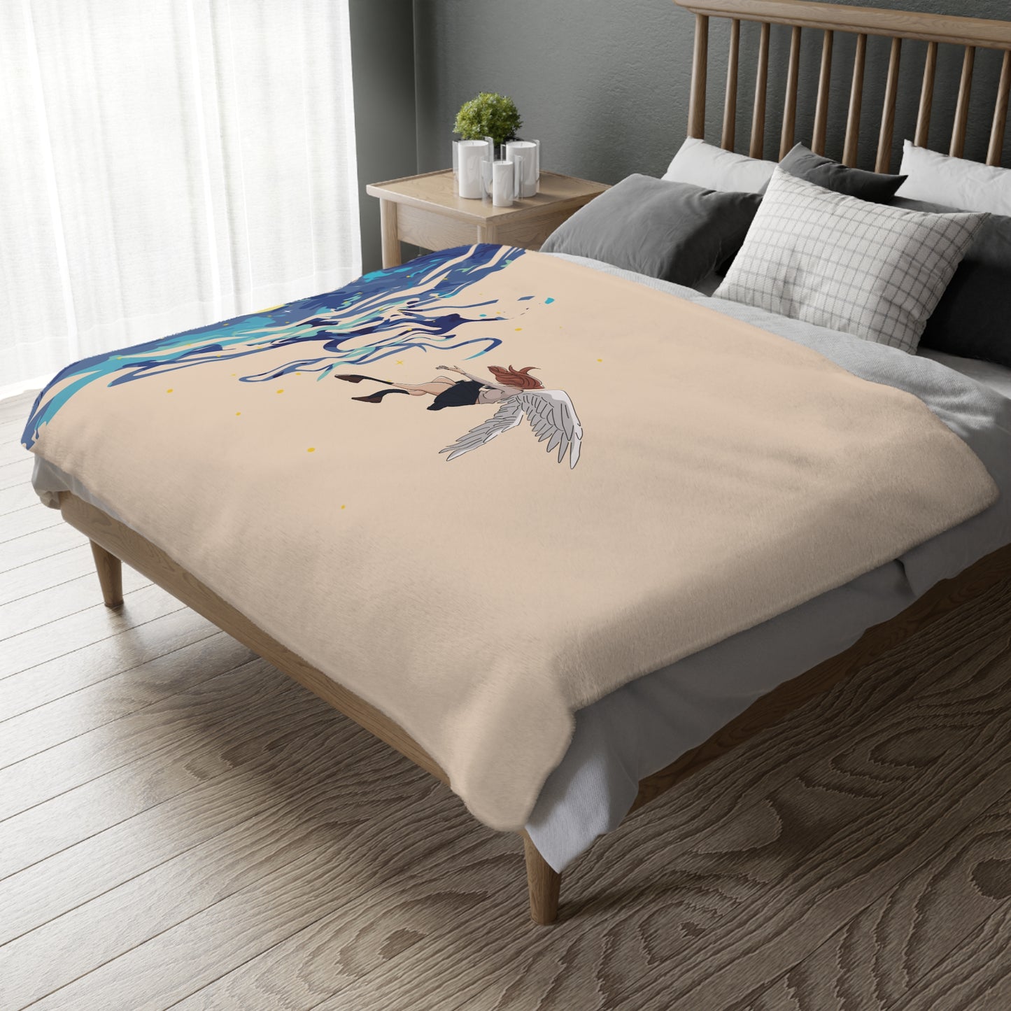 “Falling Angel from the Moon” Blanket | Wrap Yourself in Cosmic Dreams