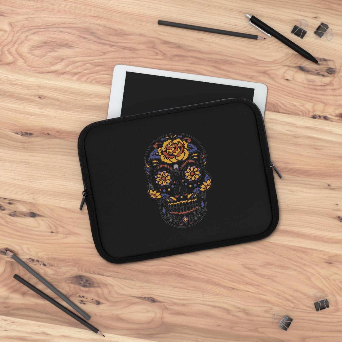 Bloom in Darkness | Artistic Skull & Flower Laptop Sleeve
