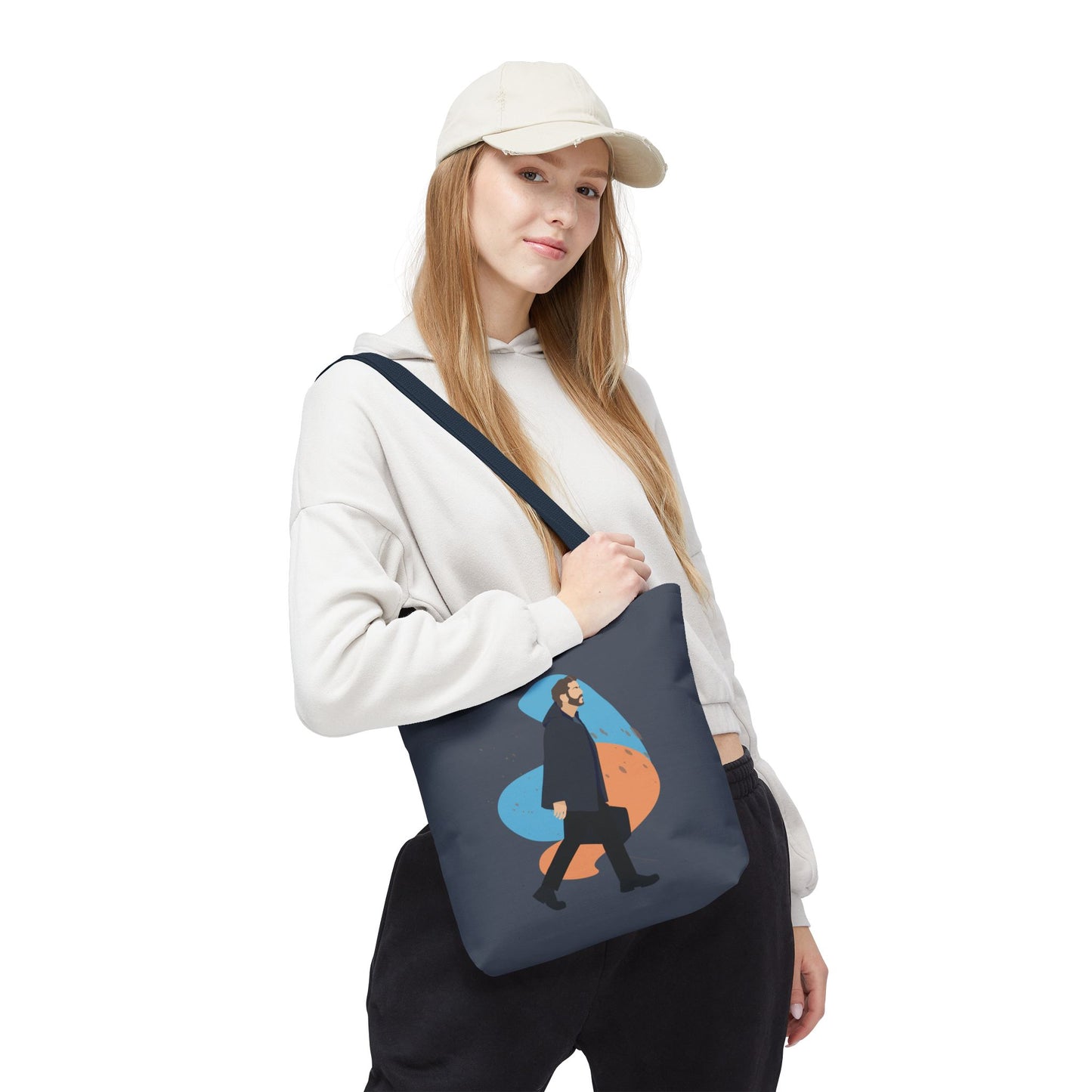 Workday Vibes | Artistic Tote Bag Featuring a Working Man
