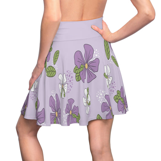 Purple Haven Delight | Elegant Lavender Floral Skater Skirt