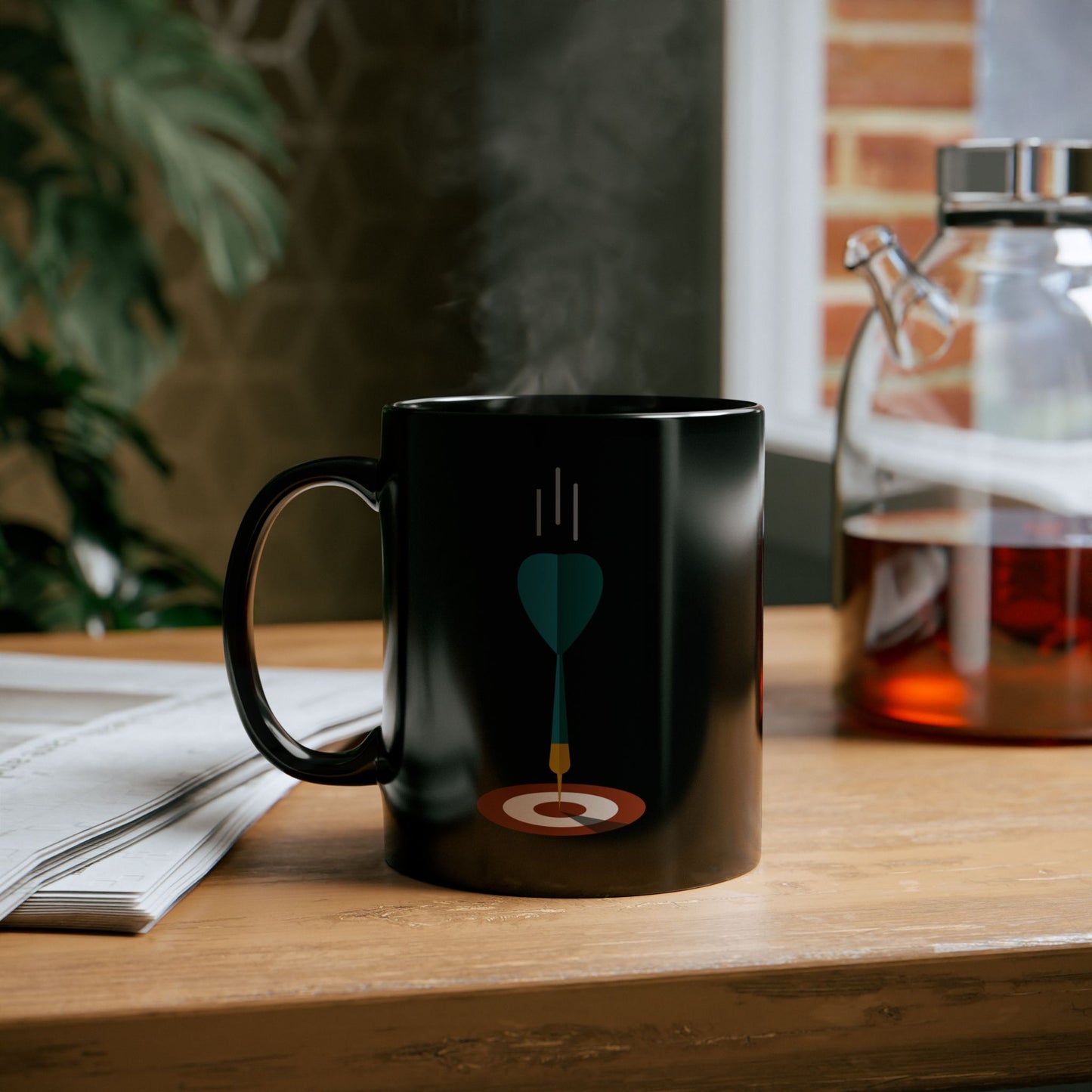Aim High | Black Mug With Business Target Design | Your Daily Motivation Brew