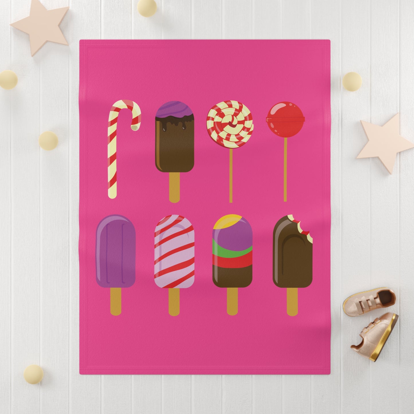 Sweet Dreams for Baby | Soft Fleece Blanket with Ice Cream & Candy Print