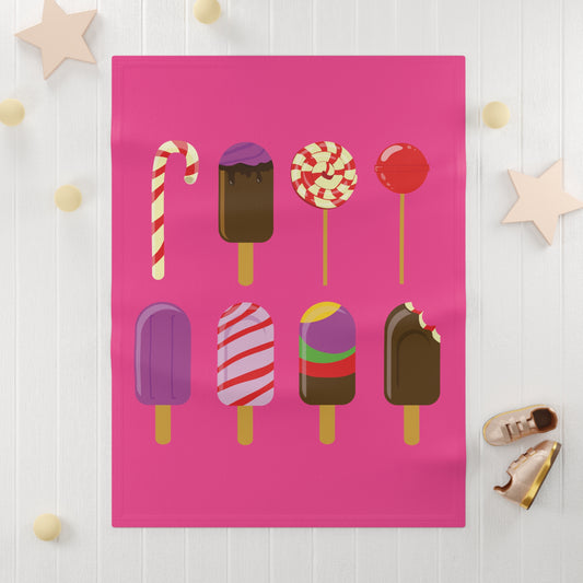 Sweet Dreams for Baby | Soft Fleece Blanket with Ice Cream & Candy Print