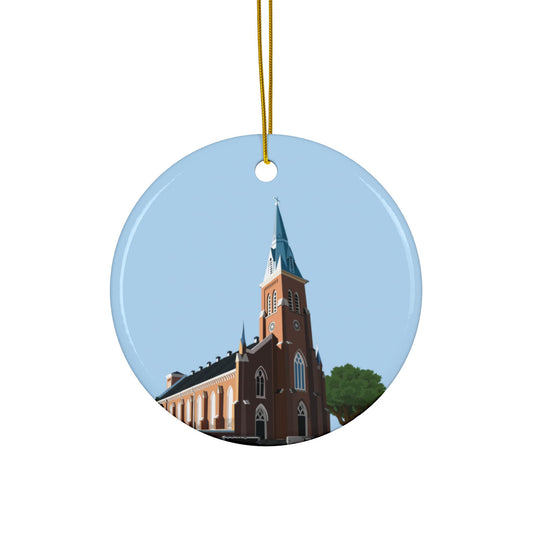 Christmas Ceramic Ornament | Catholic Church Scene | Sacred Holiday Decor