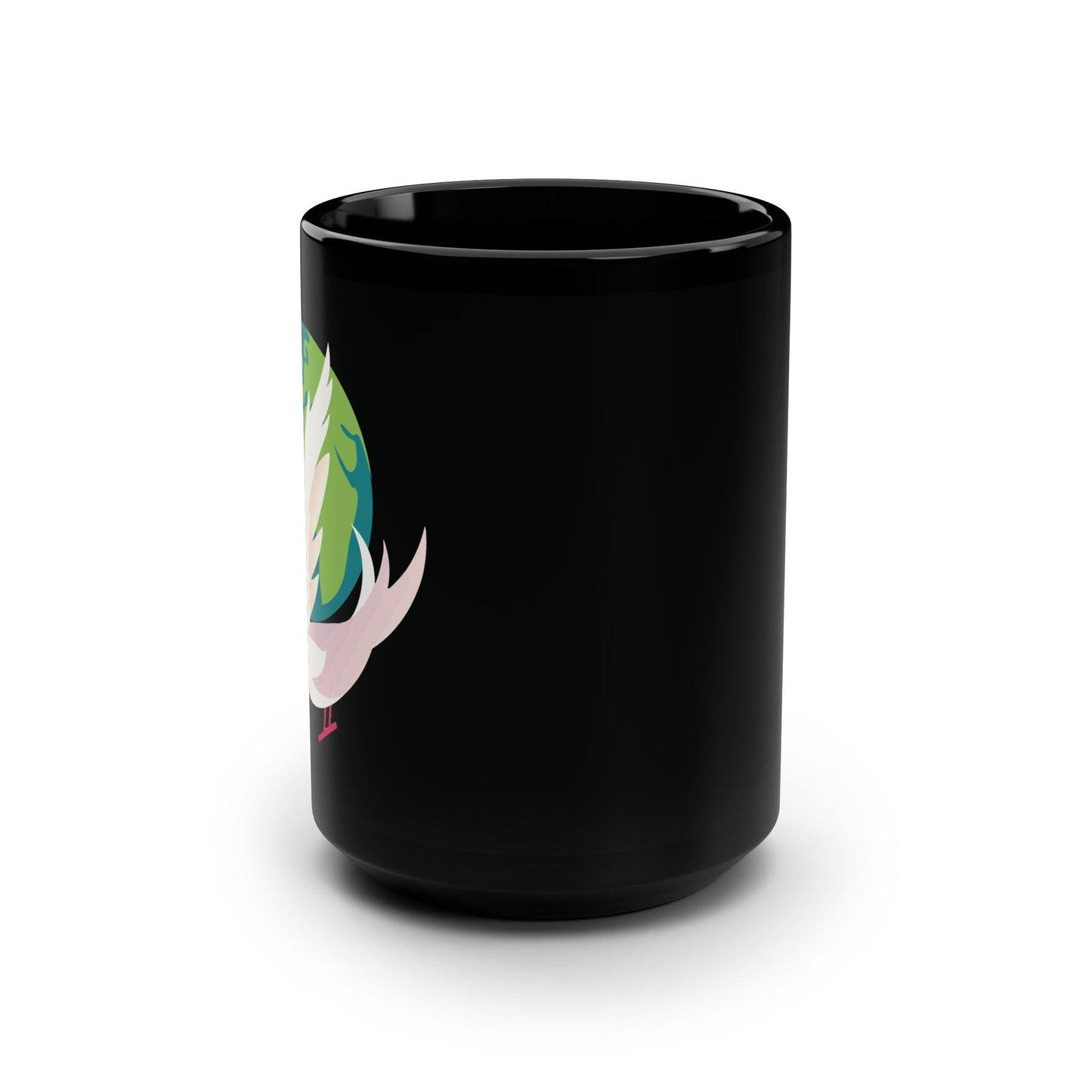 Peaceful Morning | 15oz Black Mug with Dove & Earth Print | Serene – Stylish – Soulful