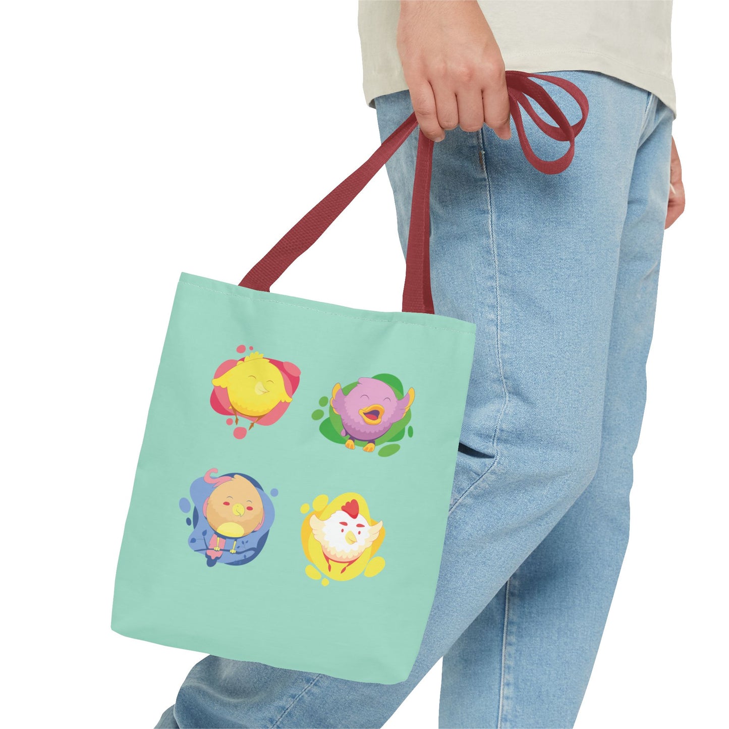 Happy Farm Friends | Cute Chicken & Parrot Tote Bag