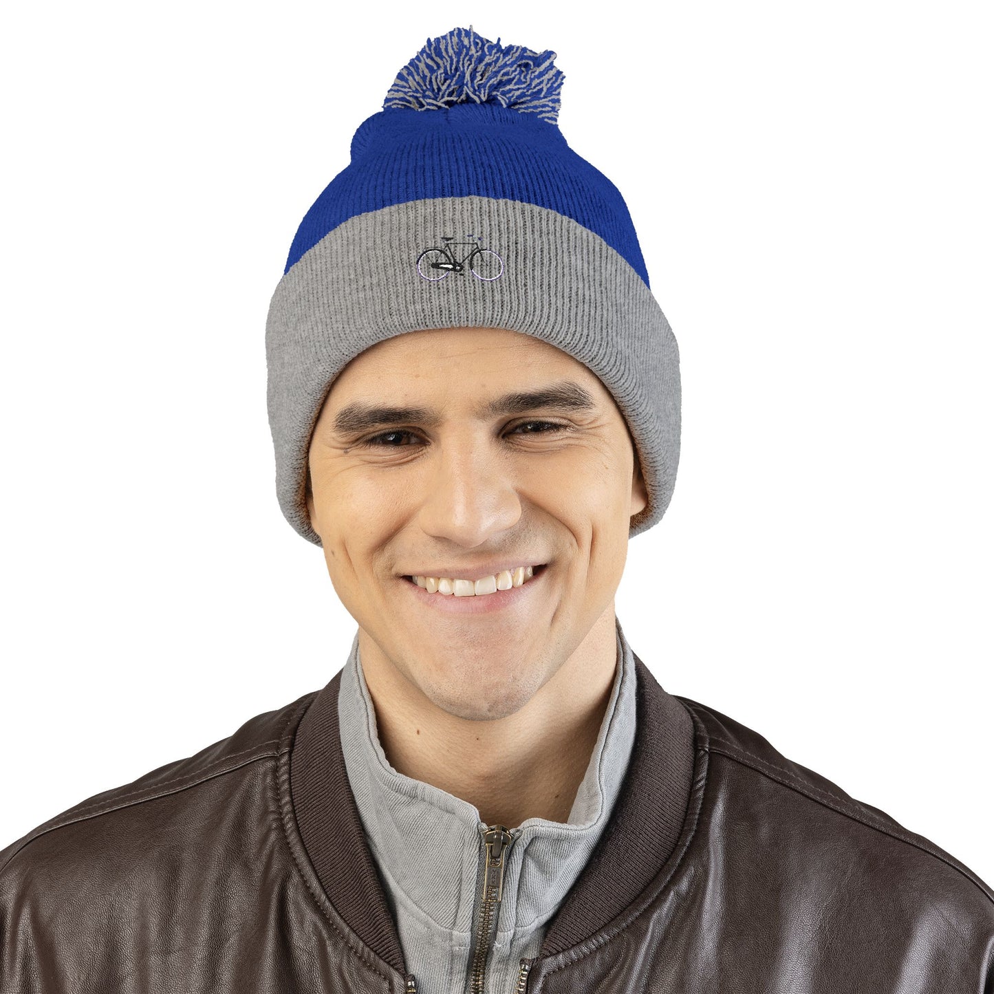 Freedom Bike | Artistic Embroidered Pom-Pom Knit Cap