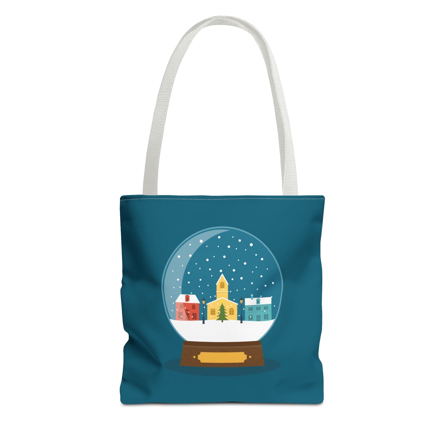 Winter Snow Globe Home | Cozy Winter House Tote Bag with Snow Globe Design