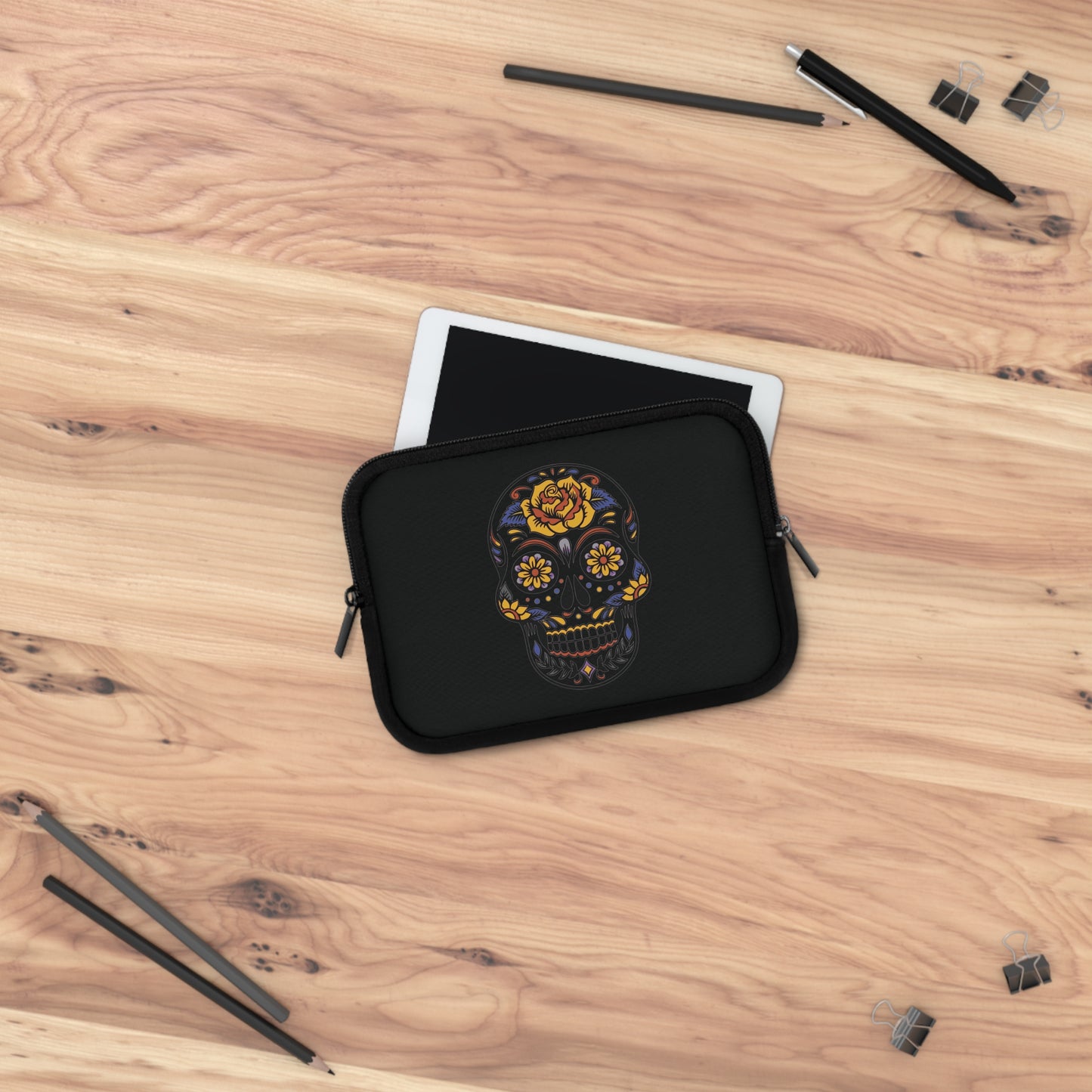 Bloom in Darkness | Artistic Skull & Flower Laptop Sleeve