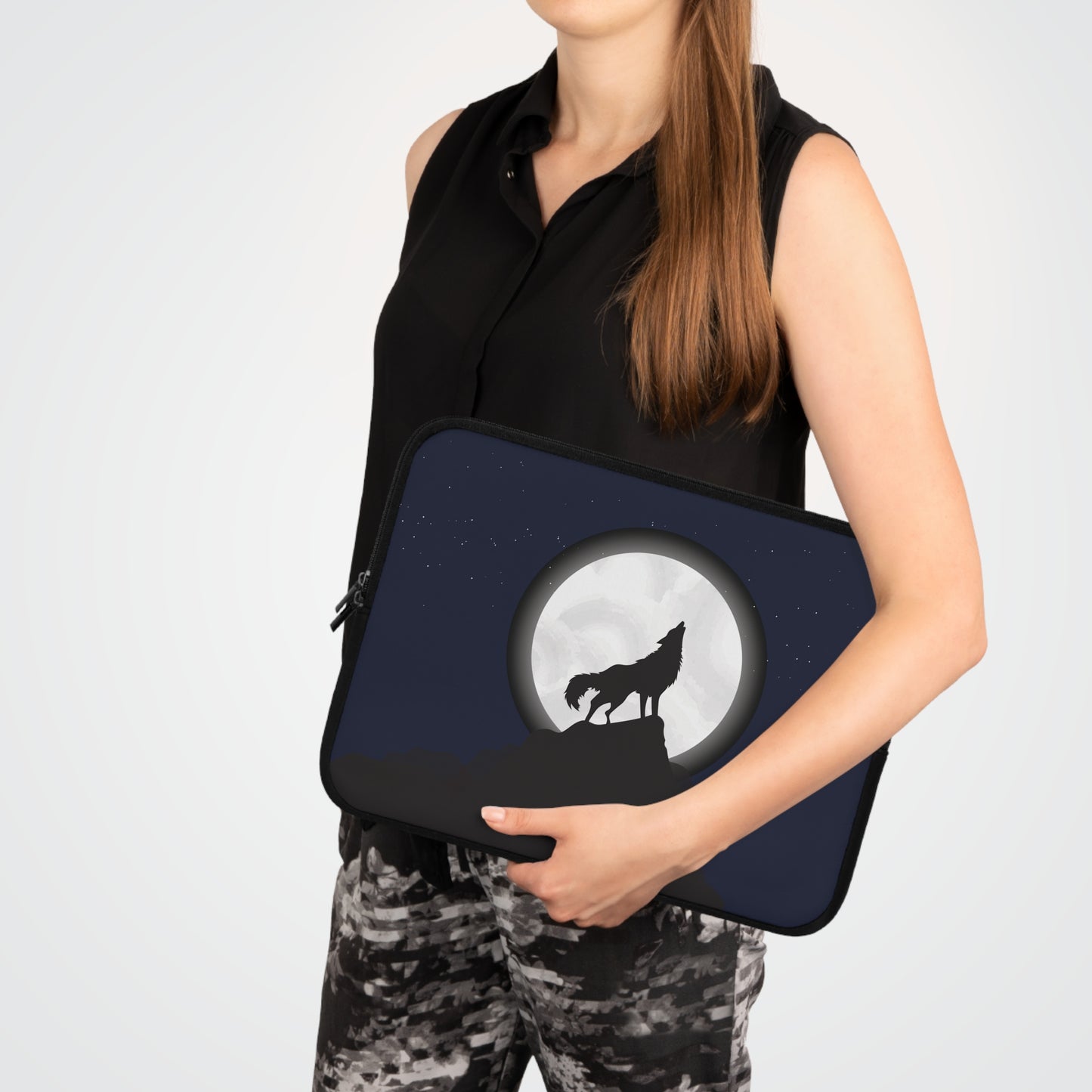 Moonlit Wolf Spirit | Wolf on Mountain Laptop Sleeve