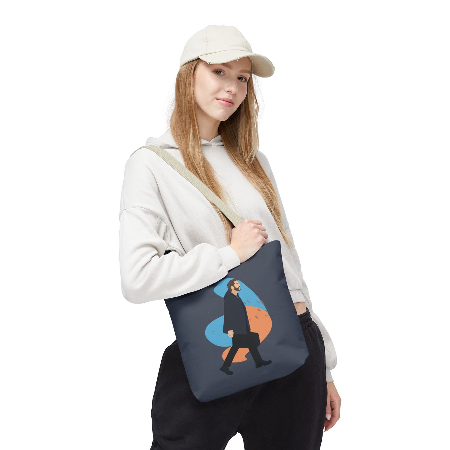 Workday Vibes | Artistic Tote Bag Featuring a Working Man
