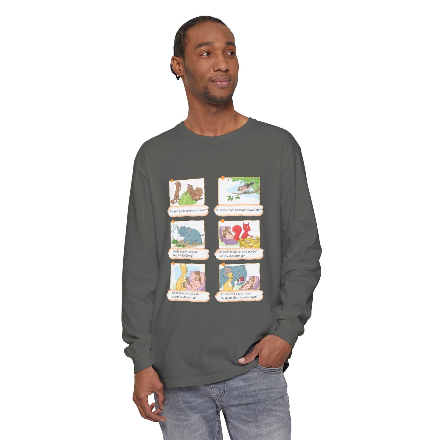 Premium Unisex Garment-Dyed Long Sleeve Tee | A Story of Kind Neighbors