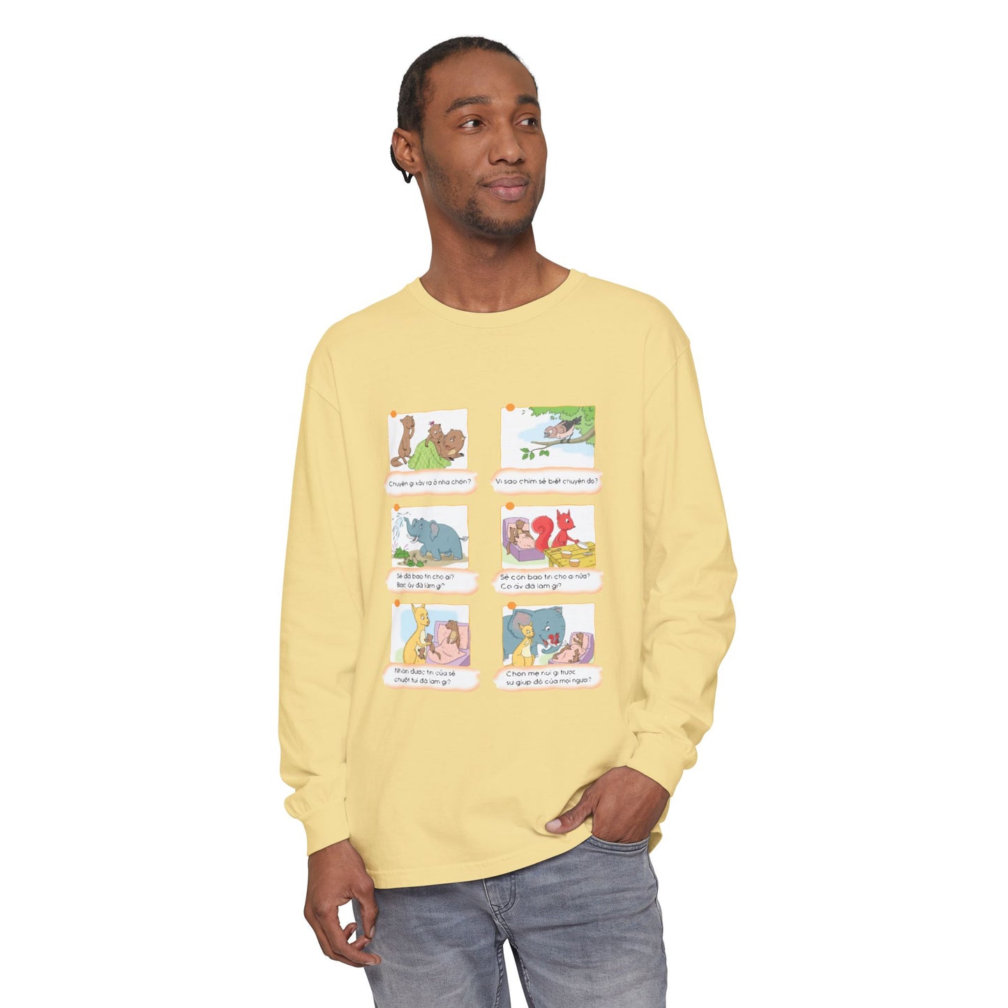 Premium Unisex Garment-Dyed Long Sleeve Tee | A Story of Kind Neighbors