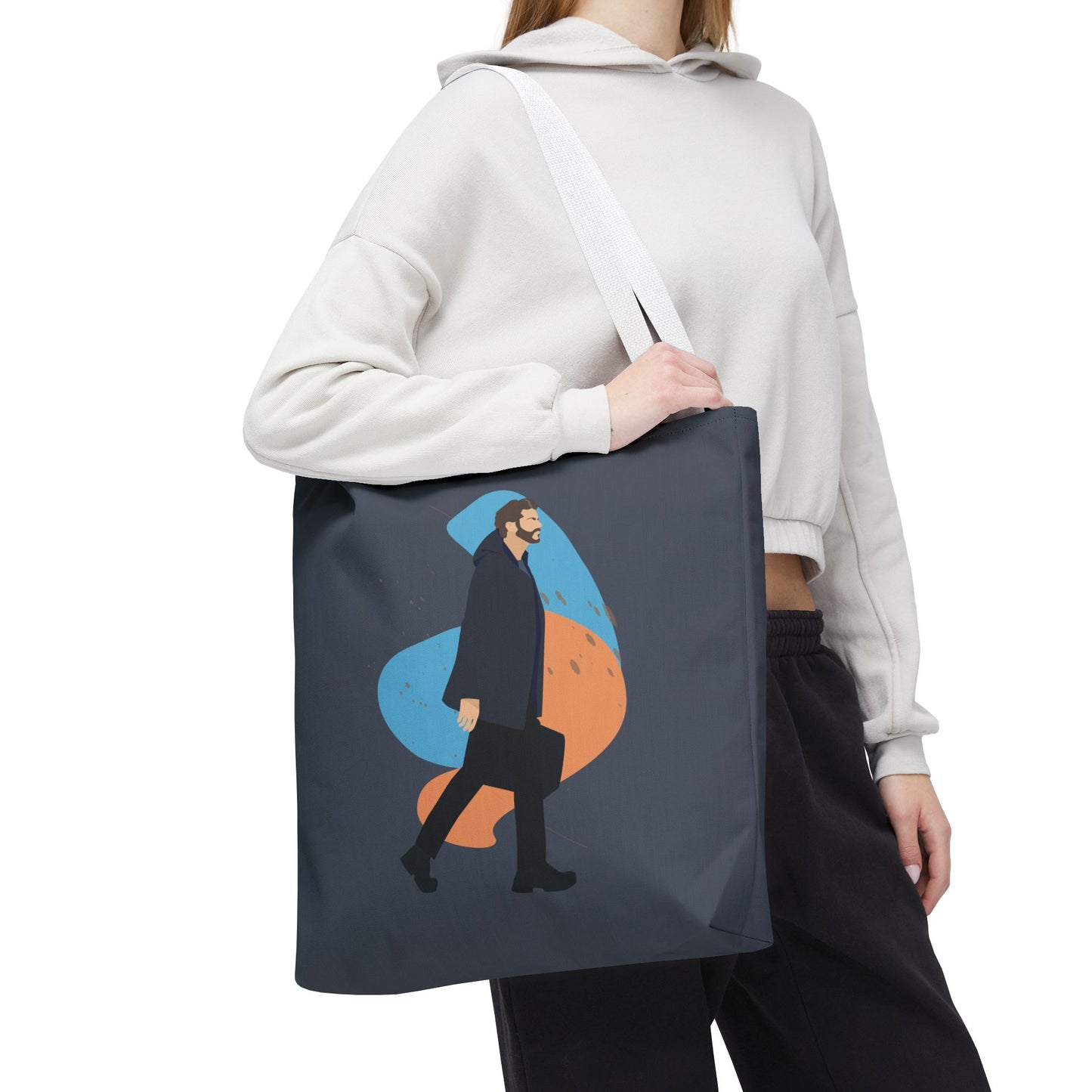 Workday Vibes | Artistic Tote Bag Featuring a Working Man