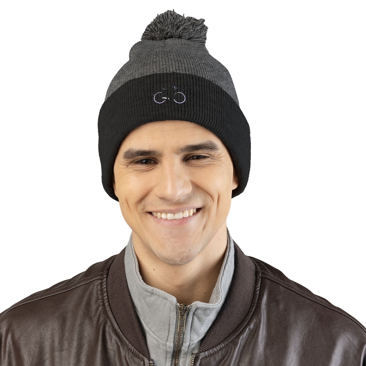 Freedom Bike | Artistic Embroidered Pom-Pom Knit Cap