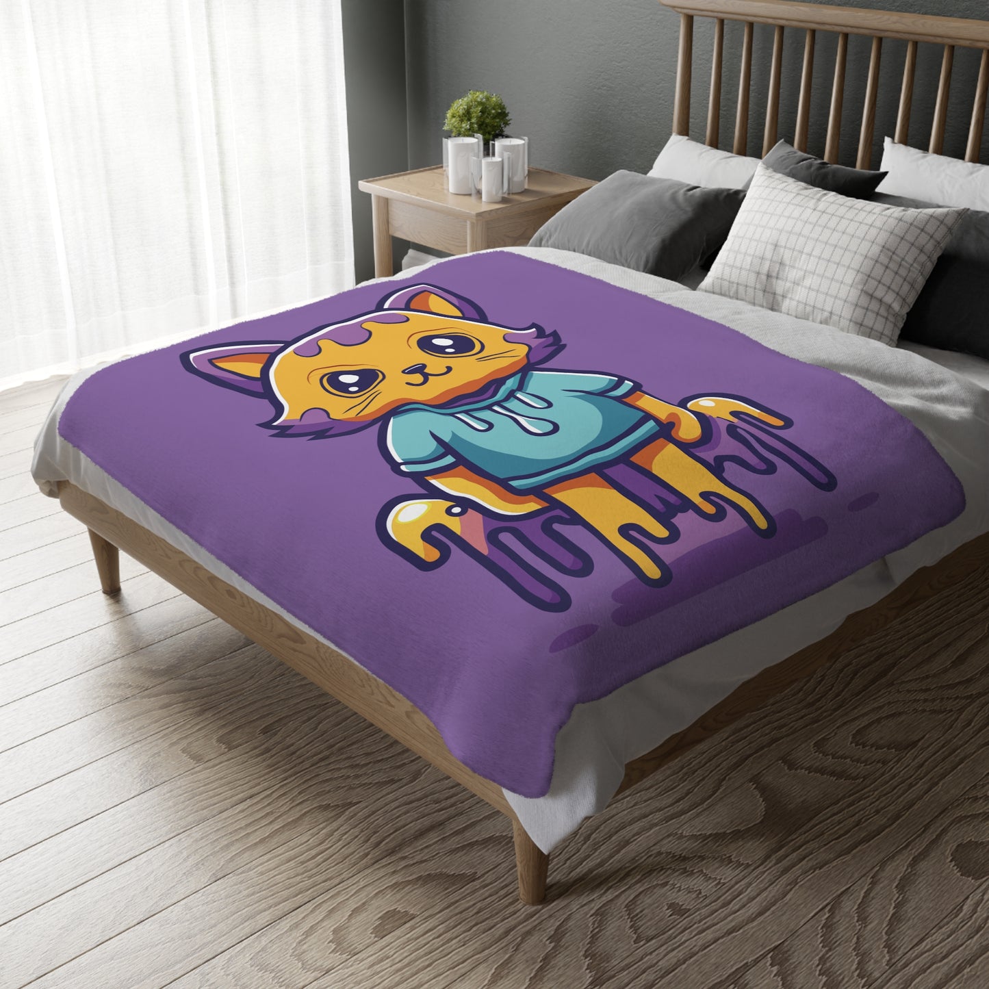 “Dreamy Cat” Velveteen Blanket | Soft, Cute & Cozy