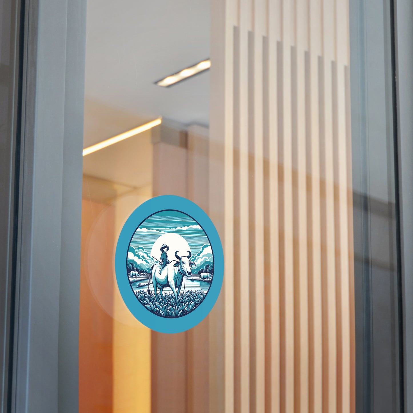 Round Sticker | Buffalo Boy in the Meadow
