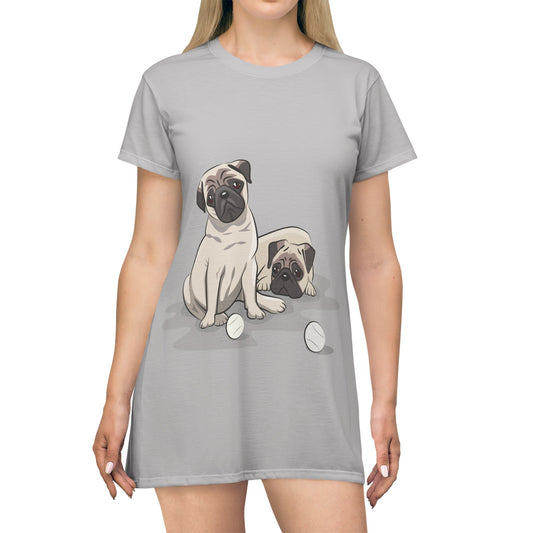 T-Shirt Dress | Two Cute Dogs For a Fun & Cozy Day