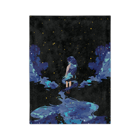 Premium Velveteen Microfiber Blanket | Girl Among the Stars
