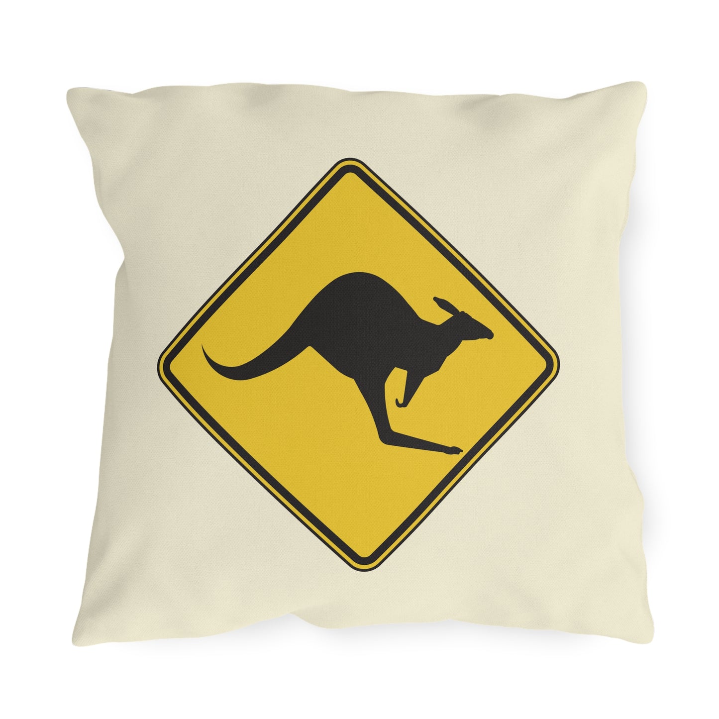 Kangaroo Warning Zone | Fun Artistic Outdoor Pillow for Playful Outdoor Spaces